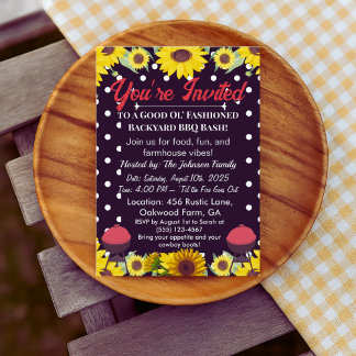 ファームハウス クックアウト ご招待 - グリル & BBQ 豚の丸焼き 招待状