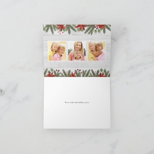 ファームハウス クリスマス フォト ホリデー 折りたたみ カード (内部)