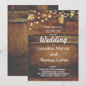 ファームハウス グラム ラスティック ウッド ウェディング インビテーション (正面/裏面)