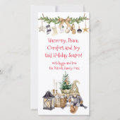 ファームハウス ヒュッゲ 喜び 平和 調和のホリデーカード シーズンカード (正面)
