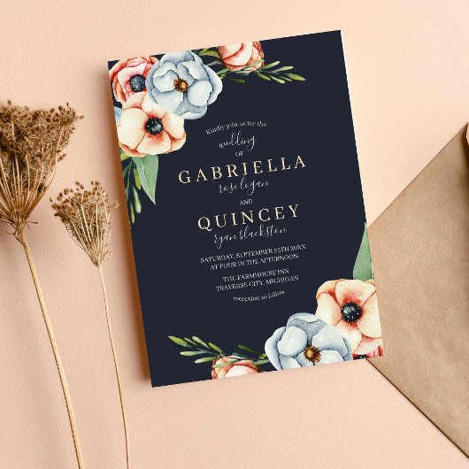 ファームハウス フローラル アネモネ グリーンリース ウェディング 招待状