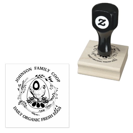ファームハウス ヘン ファミリー ファーム オーガニック フレッシュ エッグス ロゴ ラバースタンプ (押印)