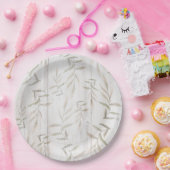 ファームハウス ボタニカル ホワイト ウッド ブラッシュ ラスティック リーフ ペーパープレート (パーティー)