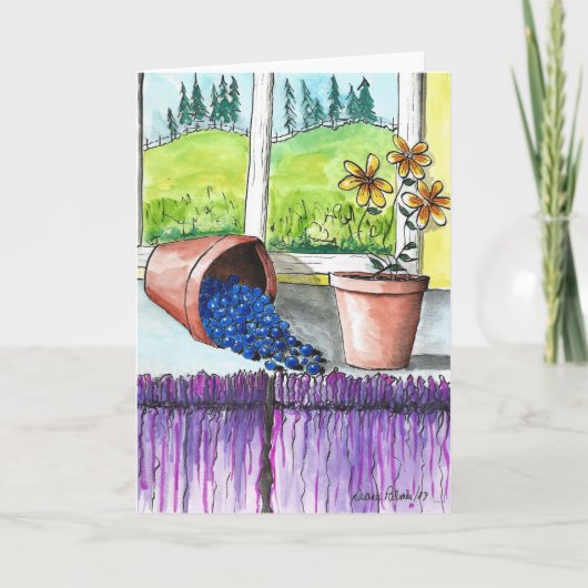 ファームハウス，国，フォークアートプリント，グリーティングカード カード (正面)