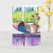 ファームハウス，国，フォークアートプリント，グリーティングカード カード (黄色い花)