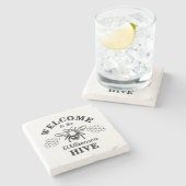 ファームハウス（昆虫）マルハナバチウェルカムトゥーザハイブモノグラム ストーンコースター (横)