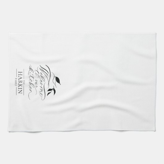 ファームハエレガントウススタイルファミリー名パーソナライズされた キッチンタオル (横)