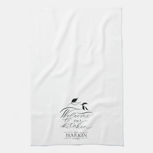 ファームハエレガントウススタイルファミリー名パーソナライズされた キッチンタオル (縦)