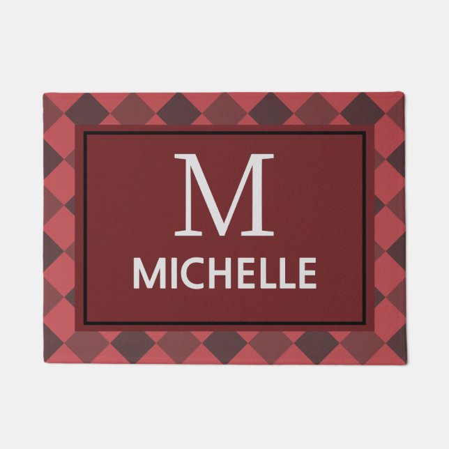 ファームハエレガントウスレッドバッファロープライドモノグラムの ドアマット (正面)