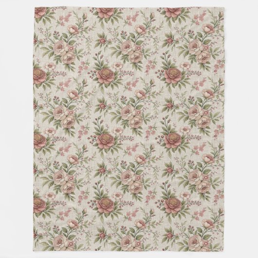 ファームハエレガントウス素朴シックソフトフローラデザイン フリースブランケット (正面)