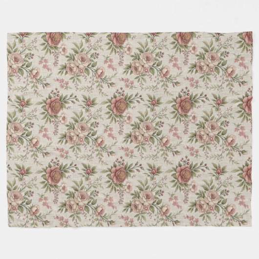 ファームハエレガントウス素朴シックソフトフローラデザイン フリースブランケット (正面(横))