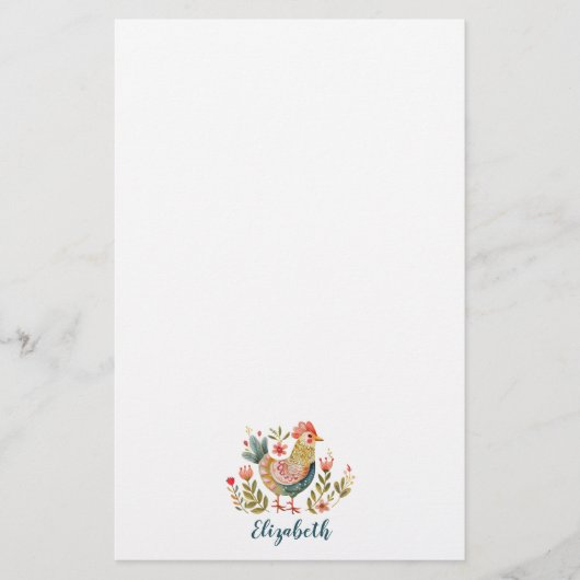 ファームハカラフルウスの水の色のルースター 便箋 (正面)