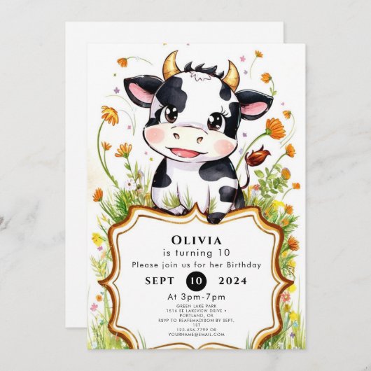 ファームハシンプルウス誕生日 招待状 (正面/裏面)