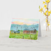 ファームハッピーバースデーレッドバーンサンライズ カード (黄色い花)