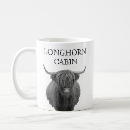 ファームハパーソナライズされたウスキャビンロッジハイランドカウズ コーヒーマグカップ (左)