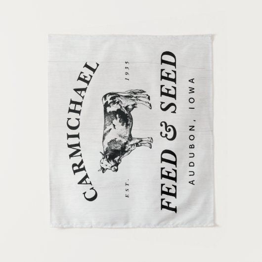 ファームハパーソナライズされたウススタイル食べ物を与え&シードバナー タペストリー (正面)