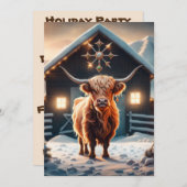 ファームハパーソナライズされたウスハイランドカウホリデーカウズ 招待状 (正面/裏面)