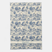 ファームハパーソナライズされたウスフランスのブルートワールプリント キッチンタオル (縦)
