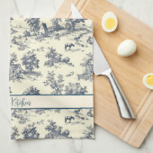 ファームハパーソナライズされたウスフランスのブルー「トイルドゥジュイ」 キッチンタオル (四つ折り)