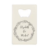 ファームハパーソナライズされたウスフローラ結婚式の引き出物 クレジットカード栓抜き (正面)