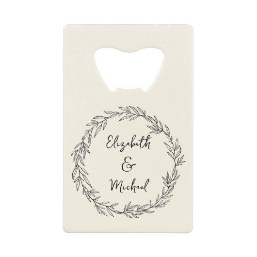 ファームハパーソナライズされたウスフローラ結婚式の引き出物 クレジットカード栓抜き (正面)