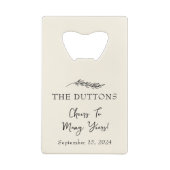 ファームハパーソナライズされたウスフローラ結婚式の引き出物 クレジットカード栓抜き (裏面)