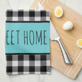 ファームハパーソナライズされたウスブラックバッファロープレイド キッチンタオル (四つ折り)