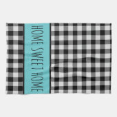 ファームハパーソナライズされたウスブラックバッファロープレイド キッチンタオル (横)