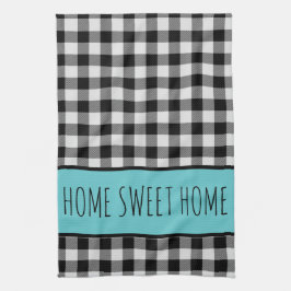 ファームハパーソナライズされたウスブラックバッファロープレイド キッチンタオル