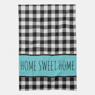 ファームハパーソナライズされたウスブラックバッファロープレイド キッチンタオル