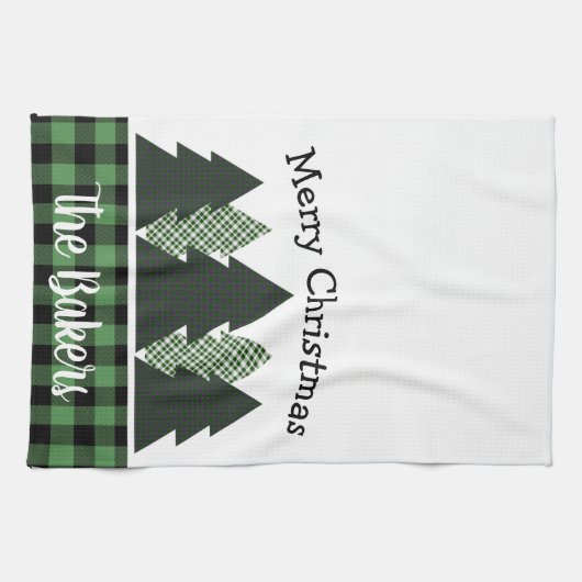 ファームハパーソナライズされたウスプライドクリスマスツリー キッチンタオル (横)