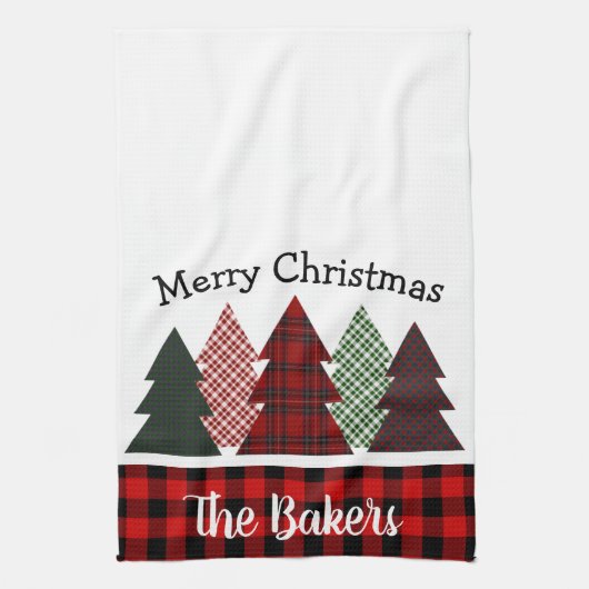 ファームハパーソナライズされたウスプライドクリスマスツリー キッチンタオル (縦)