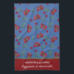 ファームハパーソナライズされたウス素朴トマト キッチンタオル<br><div class="desc">青パーソナライズされた絵を描の手水色トマ素朴ト、農家スタイル。</div>