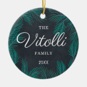 ファームハパーソナライズされたウス素朴ファミリーネームカスタム セラミックオーナメント (正面)