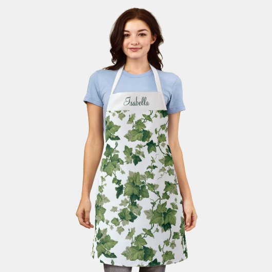 ファームハパーソナライズされたウス素朴登山アイビー エプロン (着用した状態)