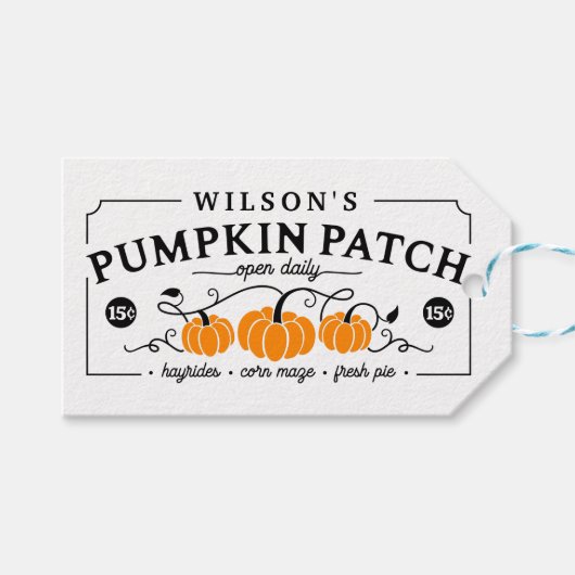ファームハパーソナライズされたンプキンパッチ ギフトタグ (正面(横))