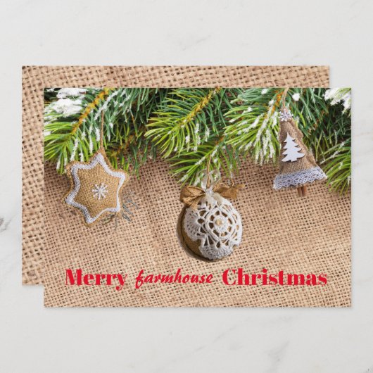 ファームハモダンウスクリスマスバ素朴ラップオーナメント シーズンカード (正面/裏面)