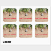 ファームハモダンウスクリスマスバ素朴ラップオーナメント スクエアシール (シート)