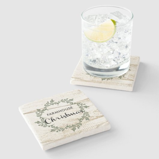 ファームハモダンウスクリスマスリースウ素朴ッド ストーンコースター (横)