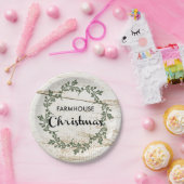 ファームハモダンウスクリスマスリースウ素朴ッド ペーパープレート (パーティー)