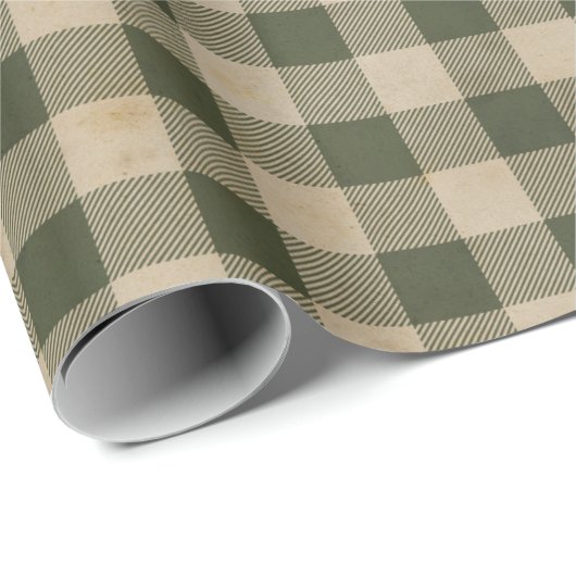 ファームハモダンウスグリーンプレイドクラフト ラッピングペーパー (ロールコーナー)
