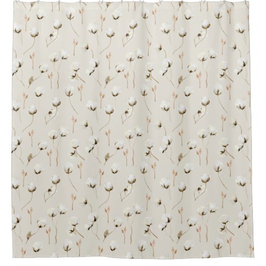 ファームハモダンウスコットンボルブランズウォーターカラー シャワーカーテン (正面)