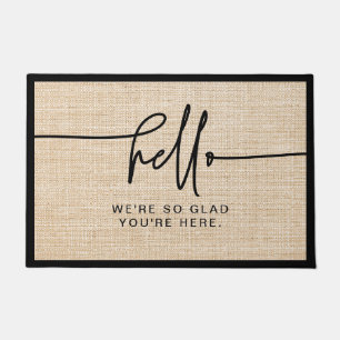 ファームハモダンウスバーラップHello So Glad Here ドアマット