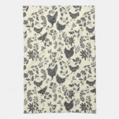 ファームハモダンウスフォークアートチキン&ボタニカル キッチンタオル (縦)