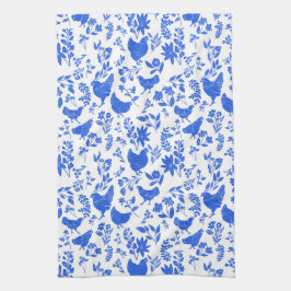 ファームハモダンウスフォークアートチキン&ボタニカル キッチンタオル