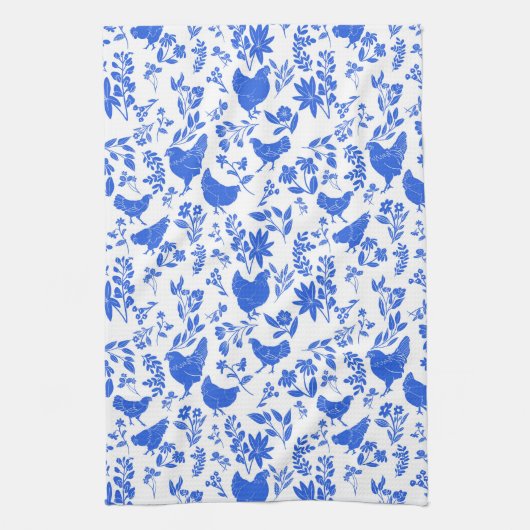 ファームハモダンウスフォークアートチキン&ボタニカル キッチンタオル (縦)