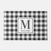 ファームハモダンウスブラックバッファロープレイドモノグラムの ドアマット (正面)