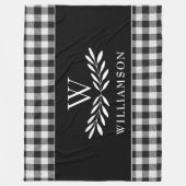 ファームハモダンウスモノグラム白黒プレイド フリースブランケット (正面)