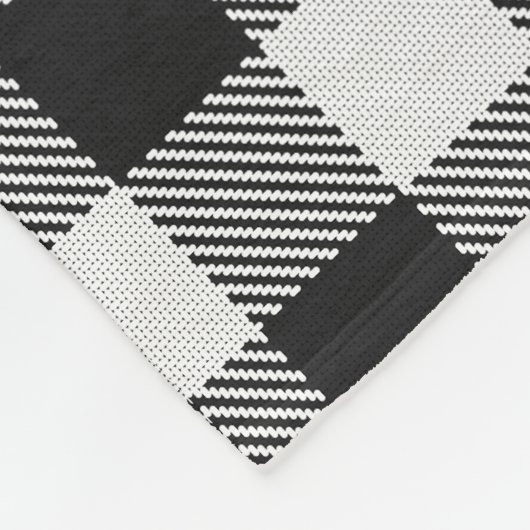 ファームハモダンウスモノグラム白黒プレイド フリースブランケット (角)