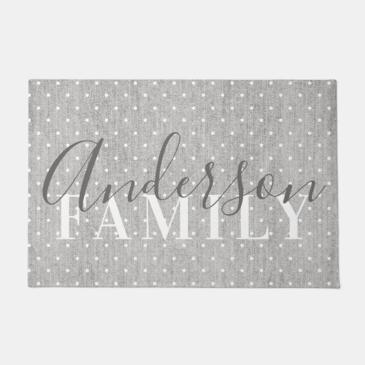 ファームハモダンウス水玉模様ファミリ名の形式 ドアマット (正面)